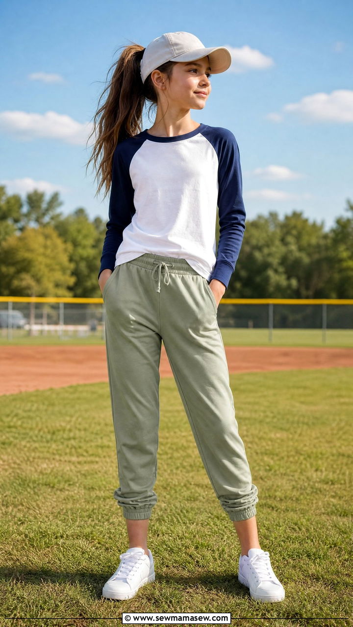 Baseball Tee With Cuffed Joggers And Clean Kicks Outfit - 25 First day of middle school outfit ideas