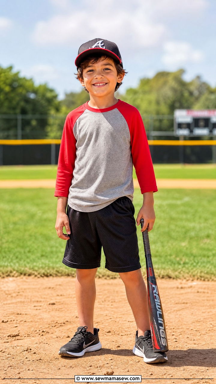 Baseball Tee and Athletic Shorts - 30 Summer outfits for kids