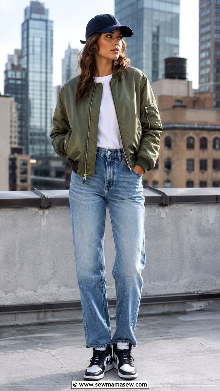Baseball cap with a bomber jacket - 30 How to style a baseball cap