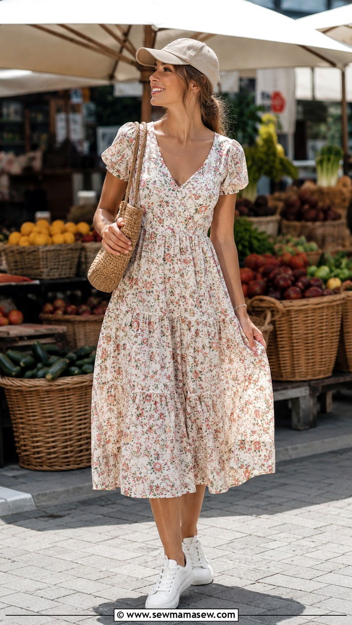 Baseball cap with a flowy dress - 30 How to style a baseball cap