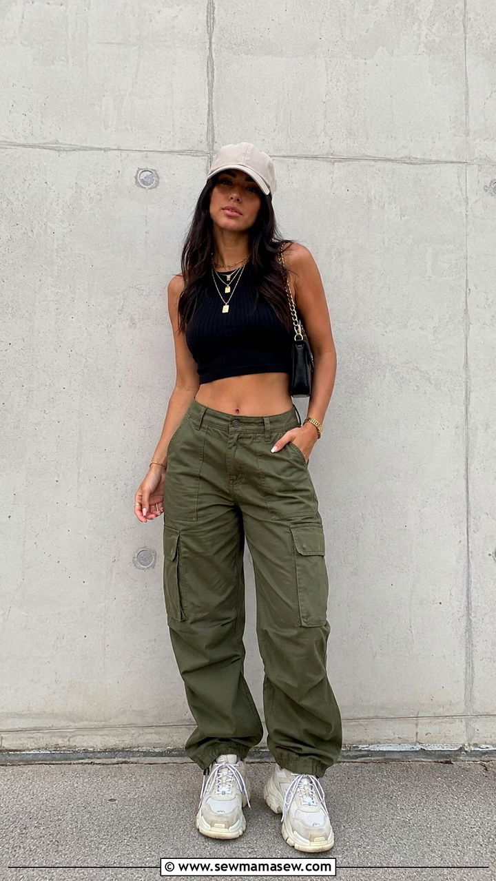 Baseball cap with crop top and cargo pants - 30 Ways to wear a baseball cap