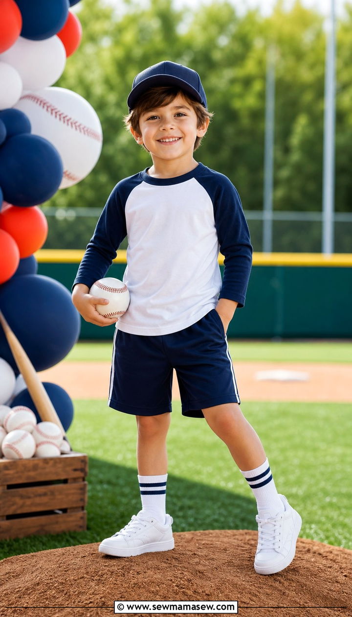 Baseball themed birthday outfit for a boy - 35 Birthday outfit ideas for kids