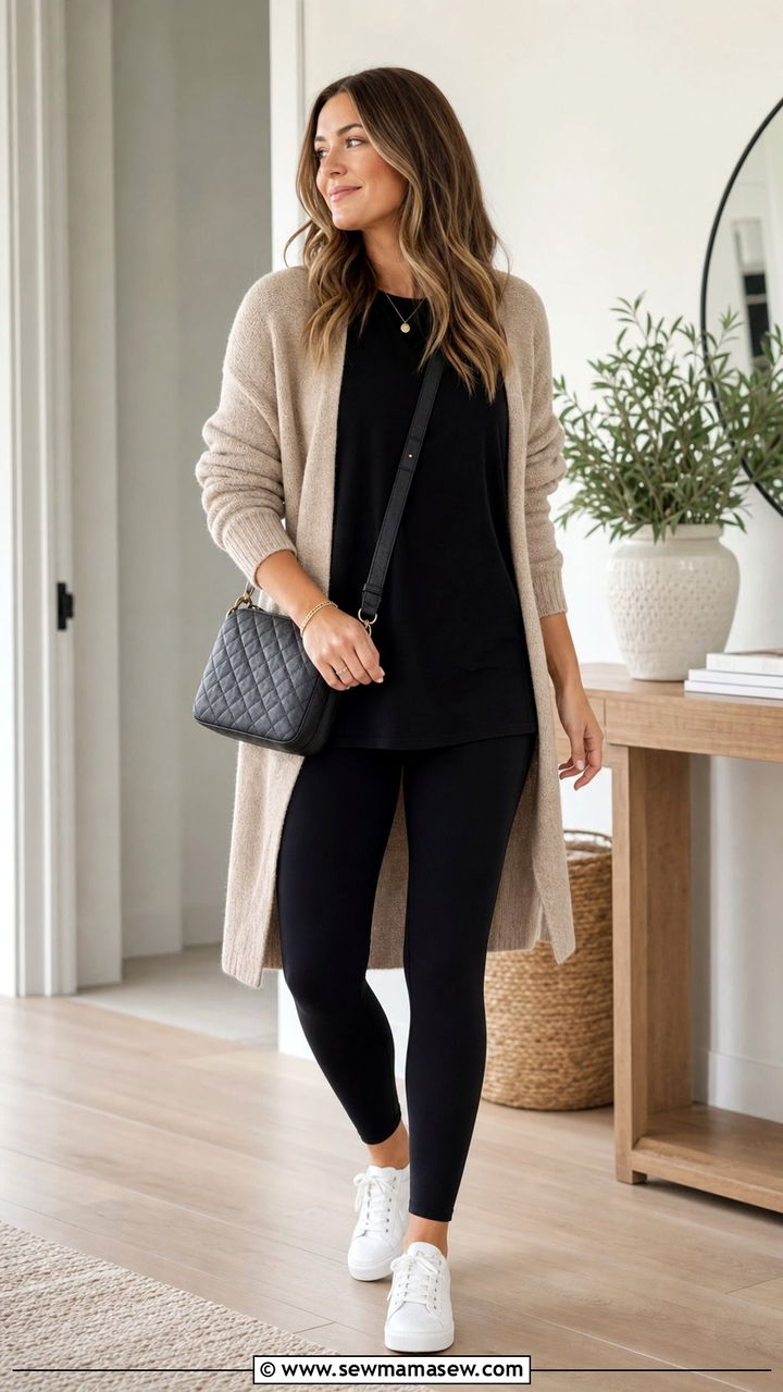 Basic Tee with Leggings - 35 basic t-shirt outfit ideas for women