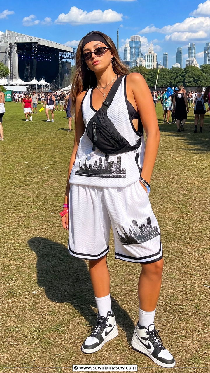 Basketball Shorts and Jersey Outfit - 25 Governor's Ball outfit ideas
