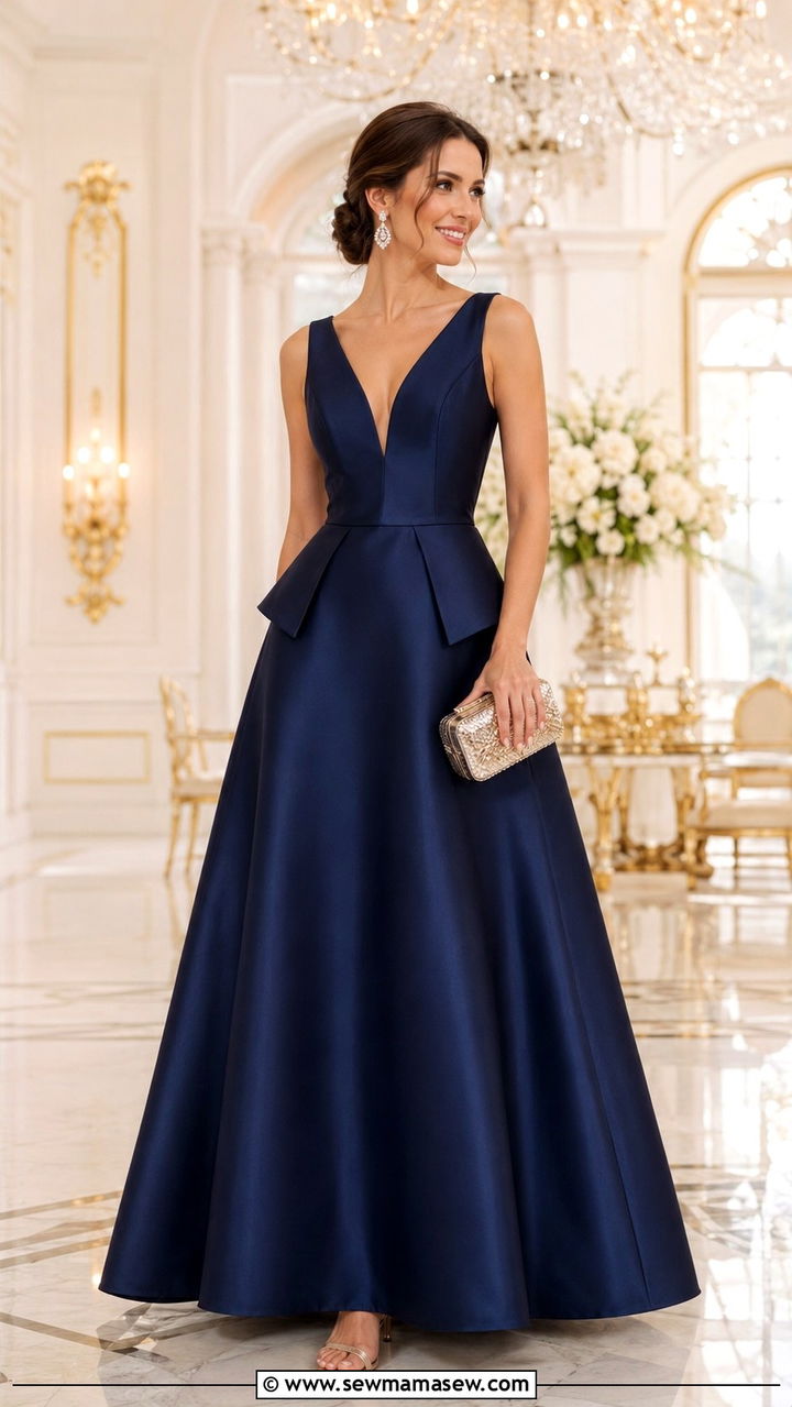 Basque Waist Formal Gown with Diamond Earrings - 25 Outfit ideas for apple shape 2026