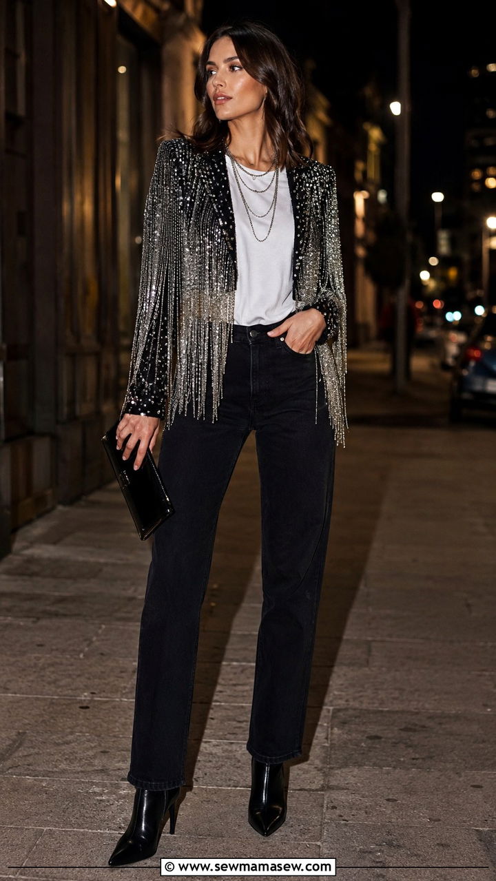 Beaded Fringe Jacket Outfit for Women - 30 maximalist outfits for women
