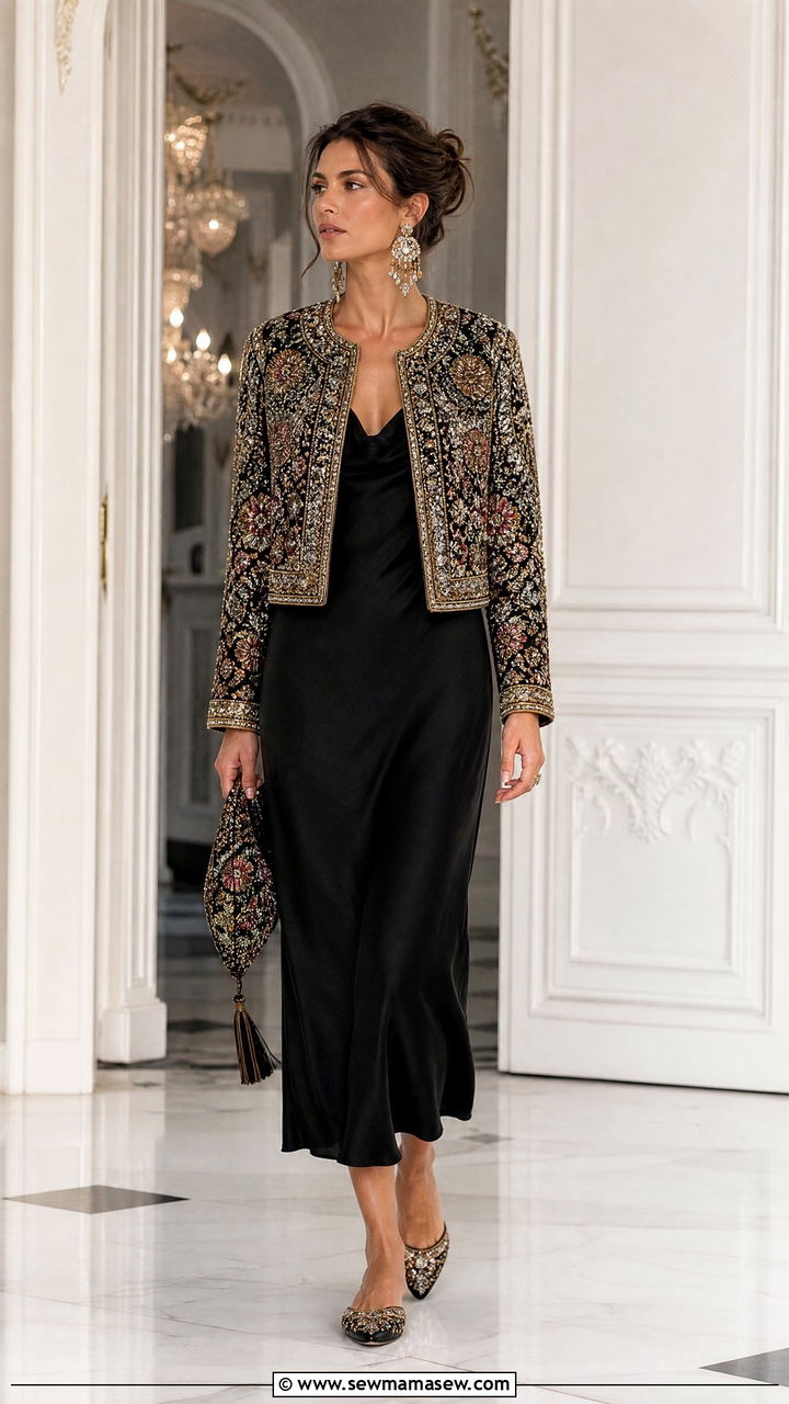 Beaded and Embroidered Jacket Statement Outfit - 35 maximalist outfits