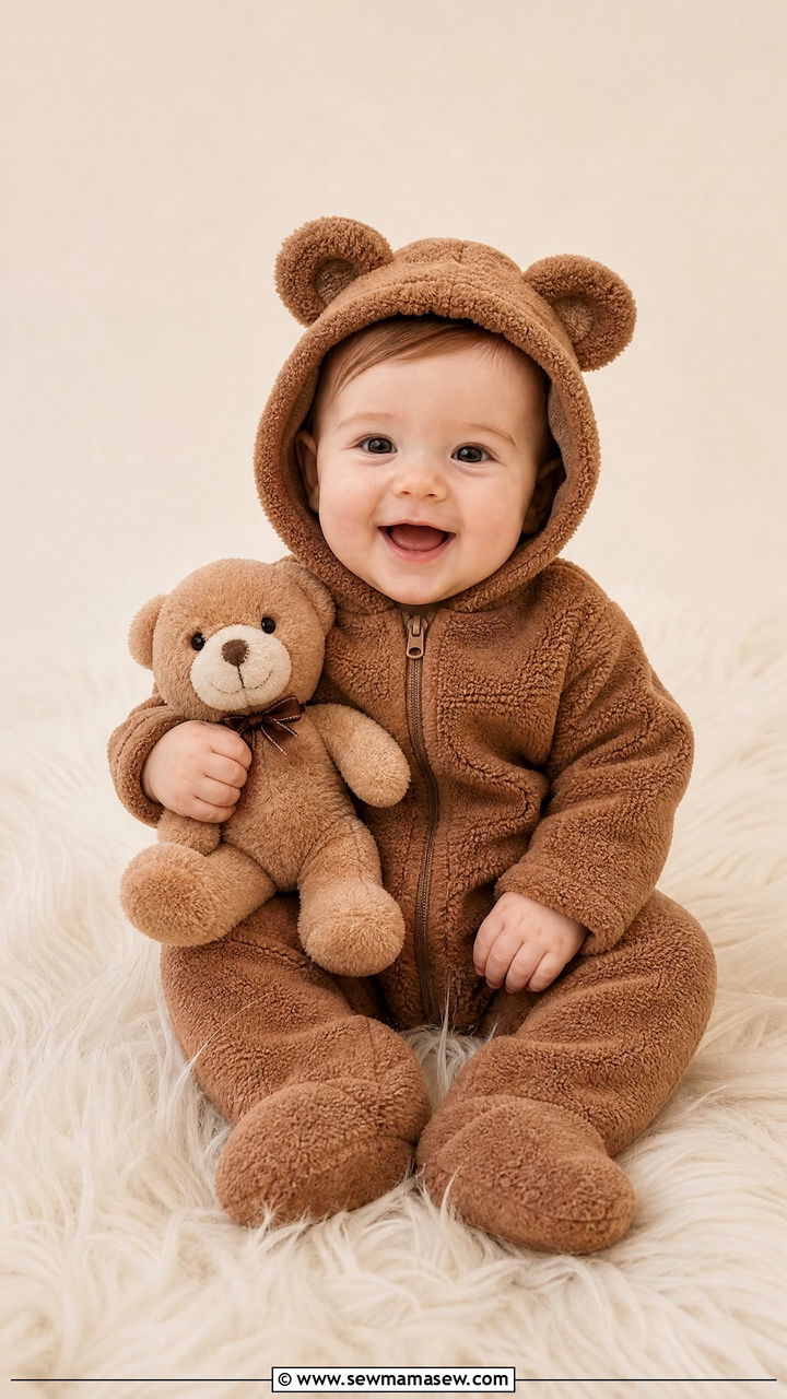Bear Ear Hooded Romper with Footed Pants - 20 6 month photo outfit ideas