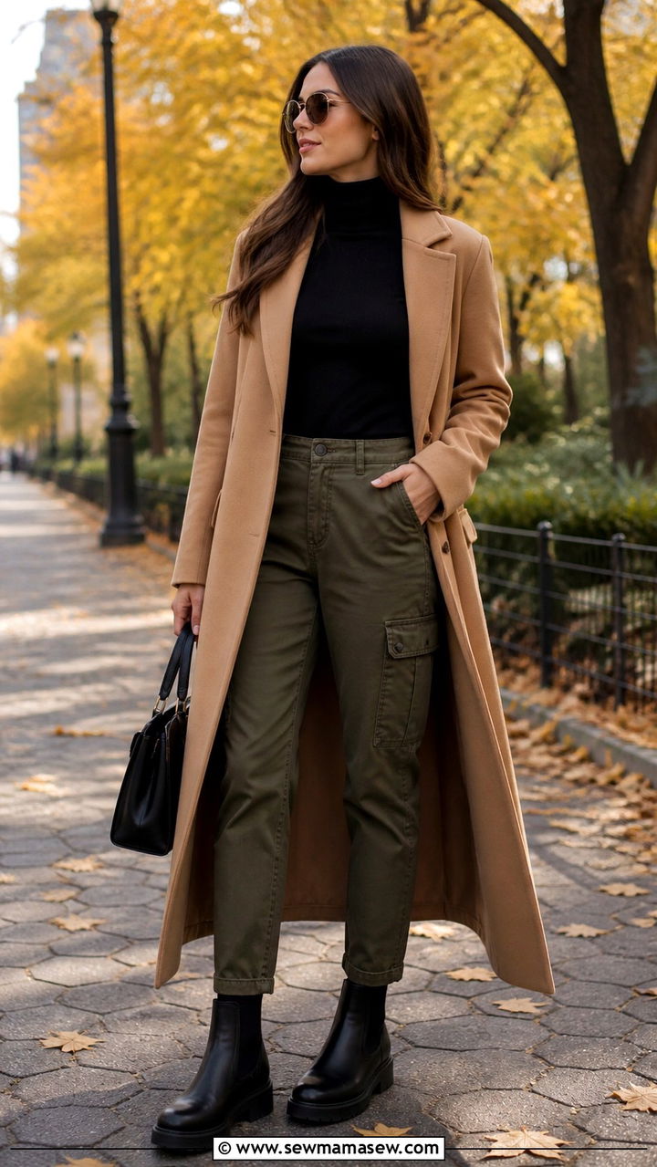 Beige Cargo Pants With Pastel Crop Top and Denim Jacket - 40 cargo pants outfit ideas