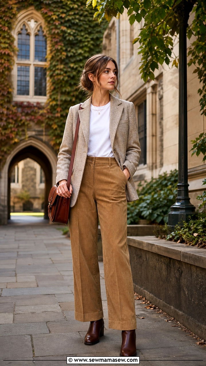 Beige Linen Blazer And White Jeans - 40 light academia outfits ideas