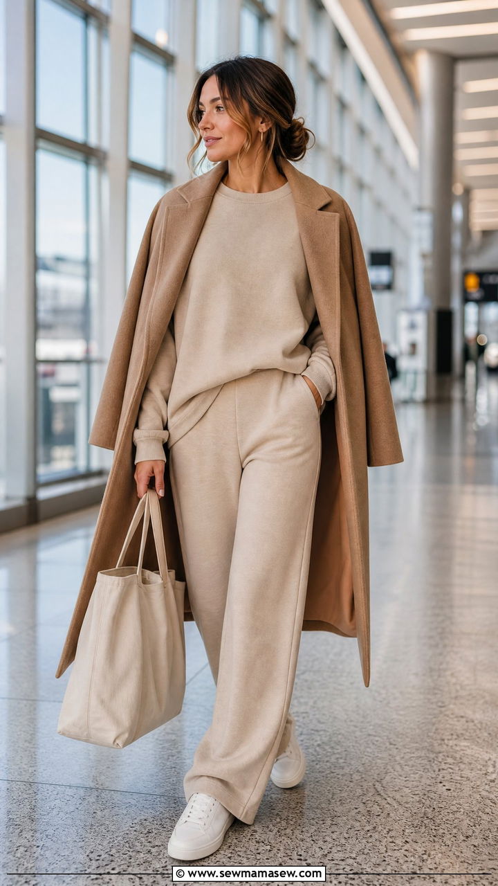 Beige Monochrome Lounge Set Outfit - 35 matching set outfits inspo