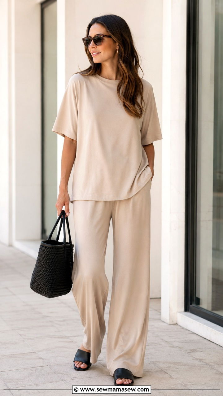 Beige Monochrome Two Piece Outfit - 25 Two piece set outfit ideas 2026
