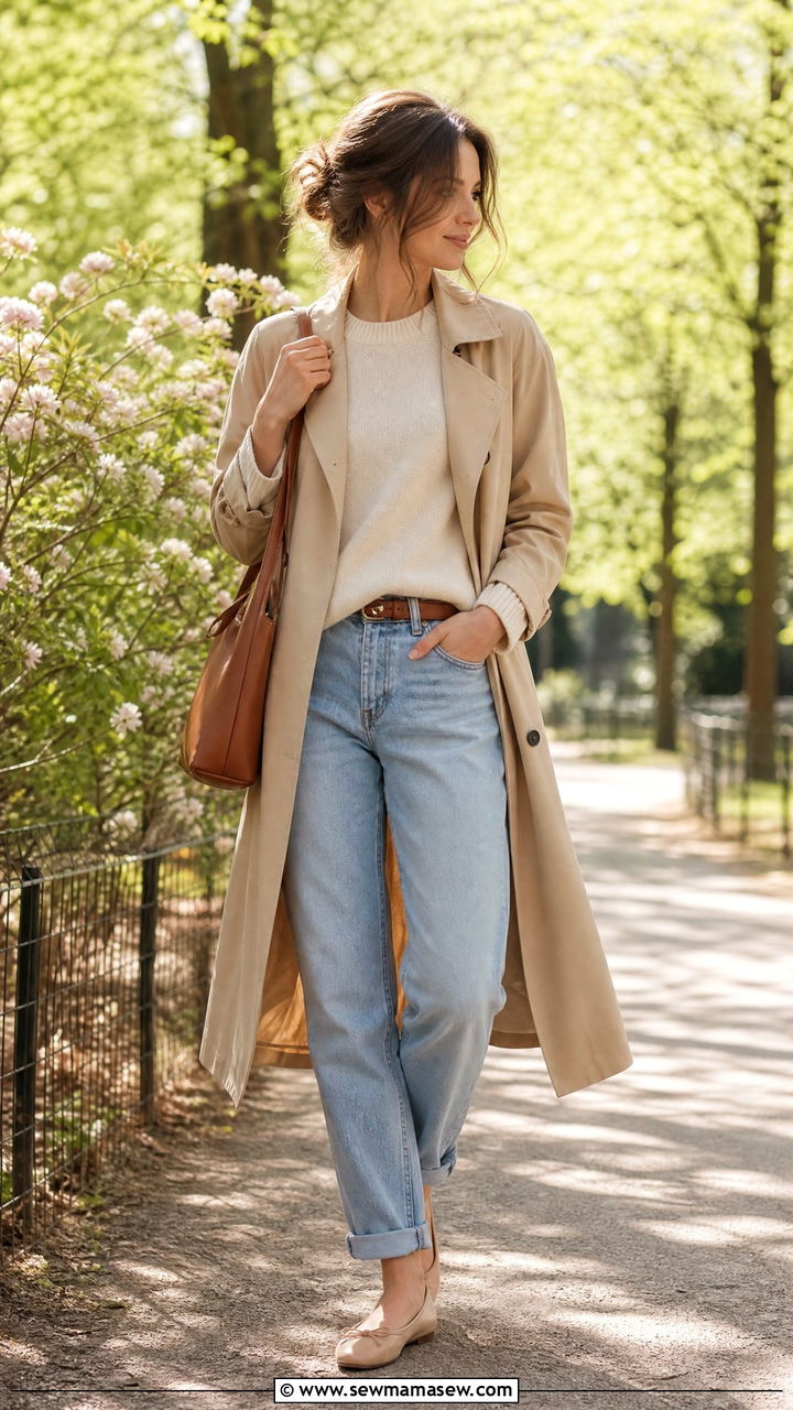 Beige Trench Coat With Boyfriend Jeans - 25 Boyfriend jeans outfit ideas with a trench coat