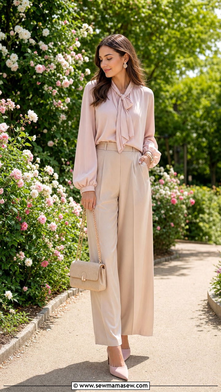 Beige and blush pink outfit - 35 beige outfit ideas for women