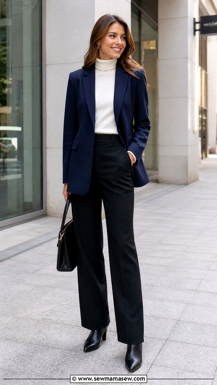 Beige blazer with grey sweater and white jeans - 40 London outfit ideas