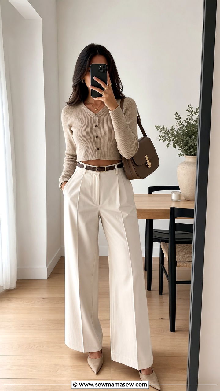 Beige cardigan outfit - 35 beige outfit ideas for women