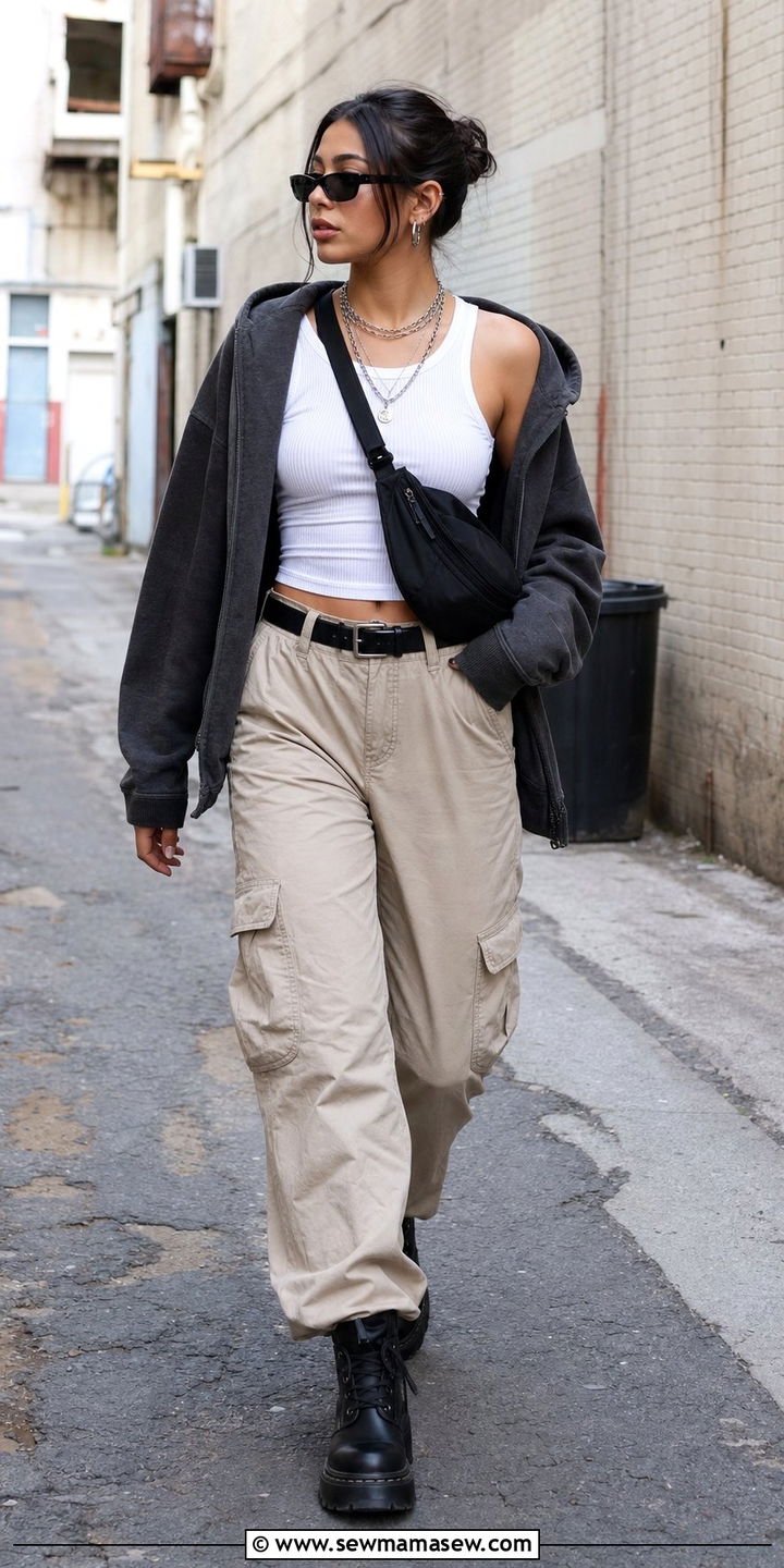 Beige cargo pants outfit - 35 beige outfit ideas for women