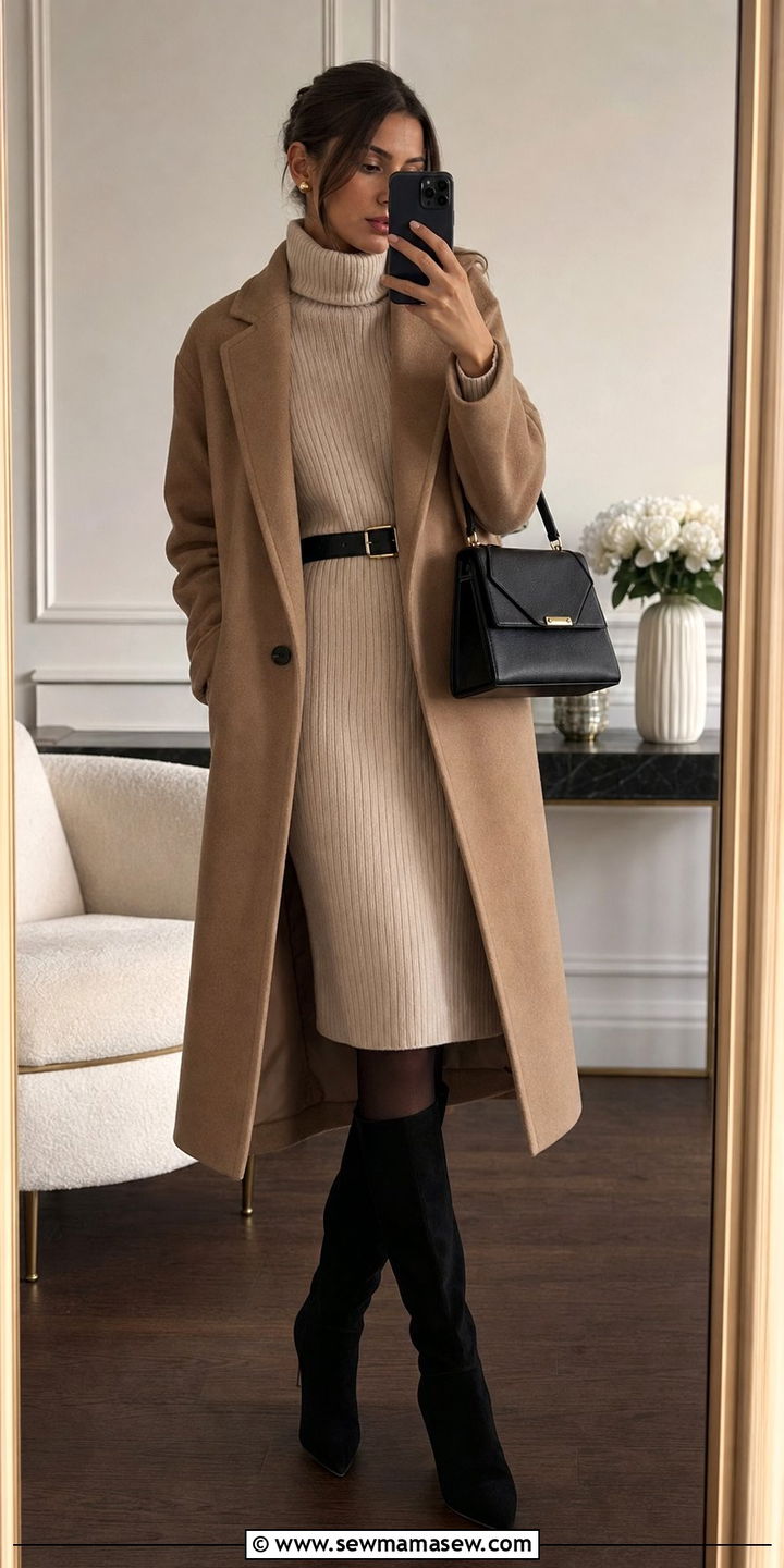 Beige knit dress outfit - 35 beige outfit ideas for women