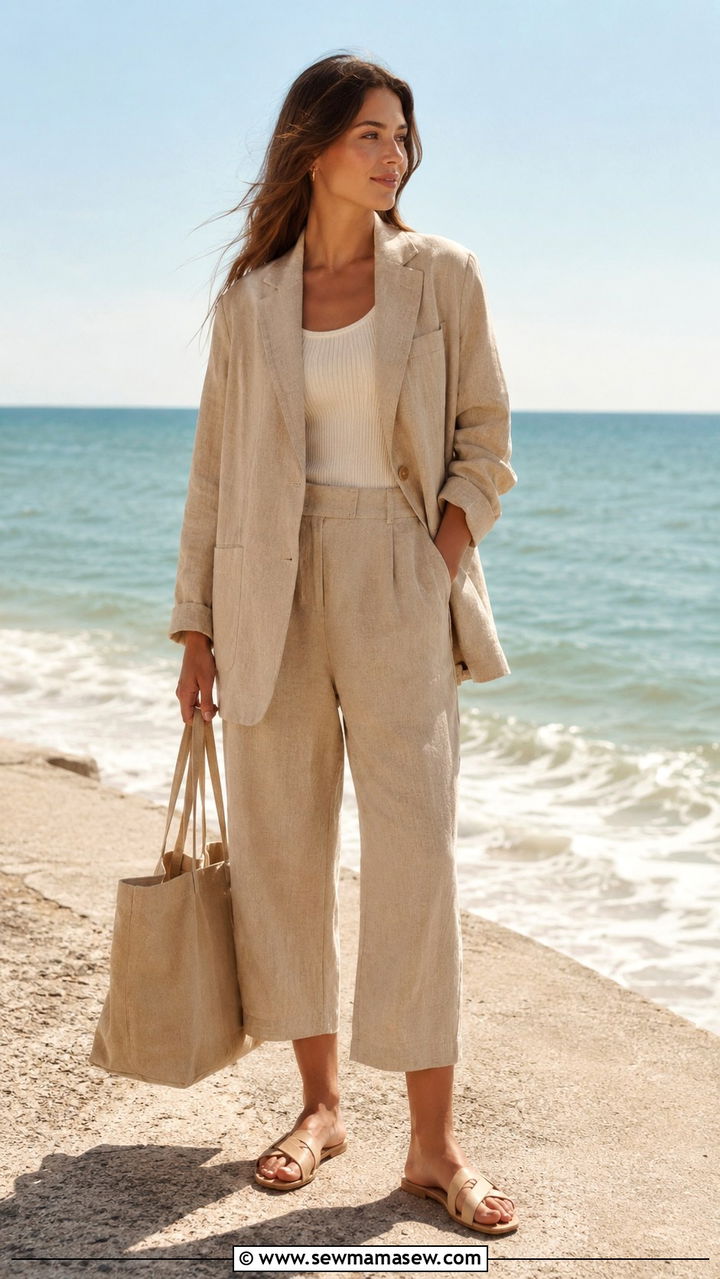 Beige linen suit outfit - 30 Monochromatic beige outfits