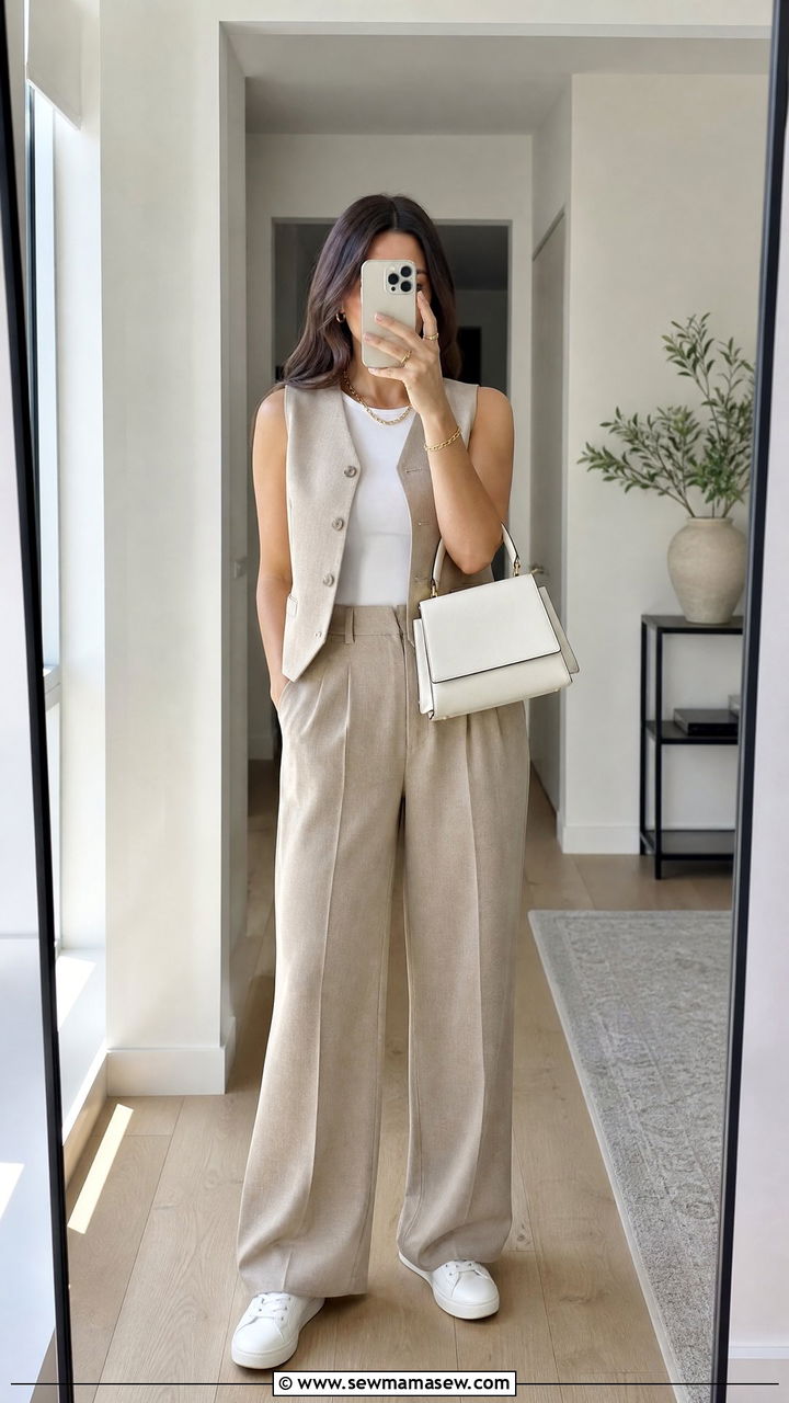 Beige neutral matching set for office - 30 Matching set outfit ideas for office