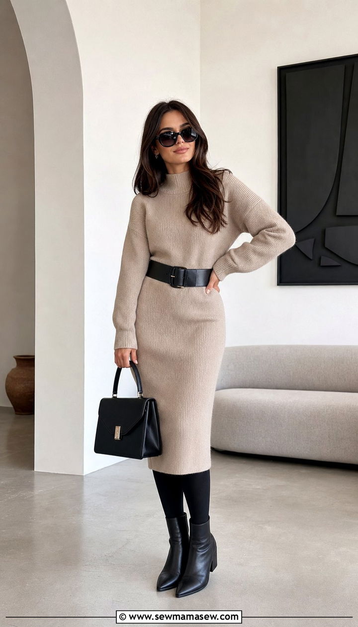 Beige outfit black accessories - 35 beige outfit ideas for women