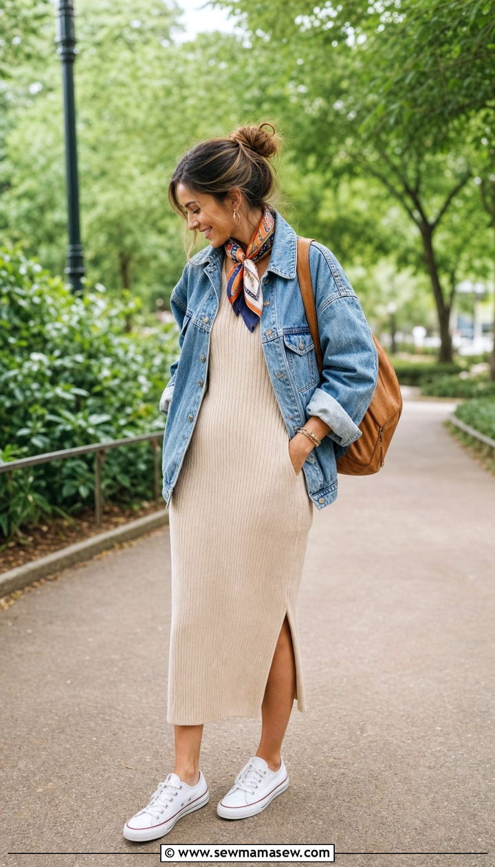 Beige outfit denim jacket - 35 beige outfit ideas for women