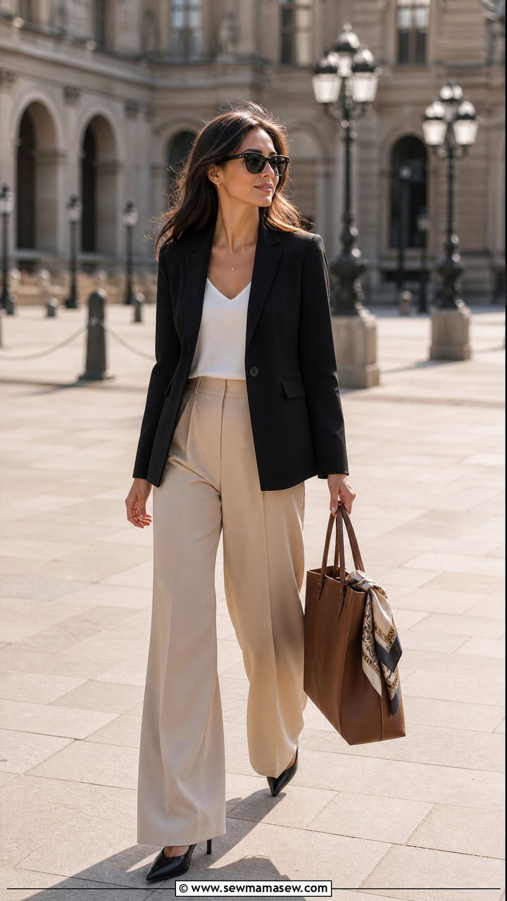 Beige pants with black blazer outfit - 25 Female lawyer outfit ideas