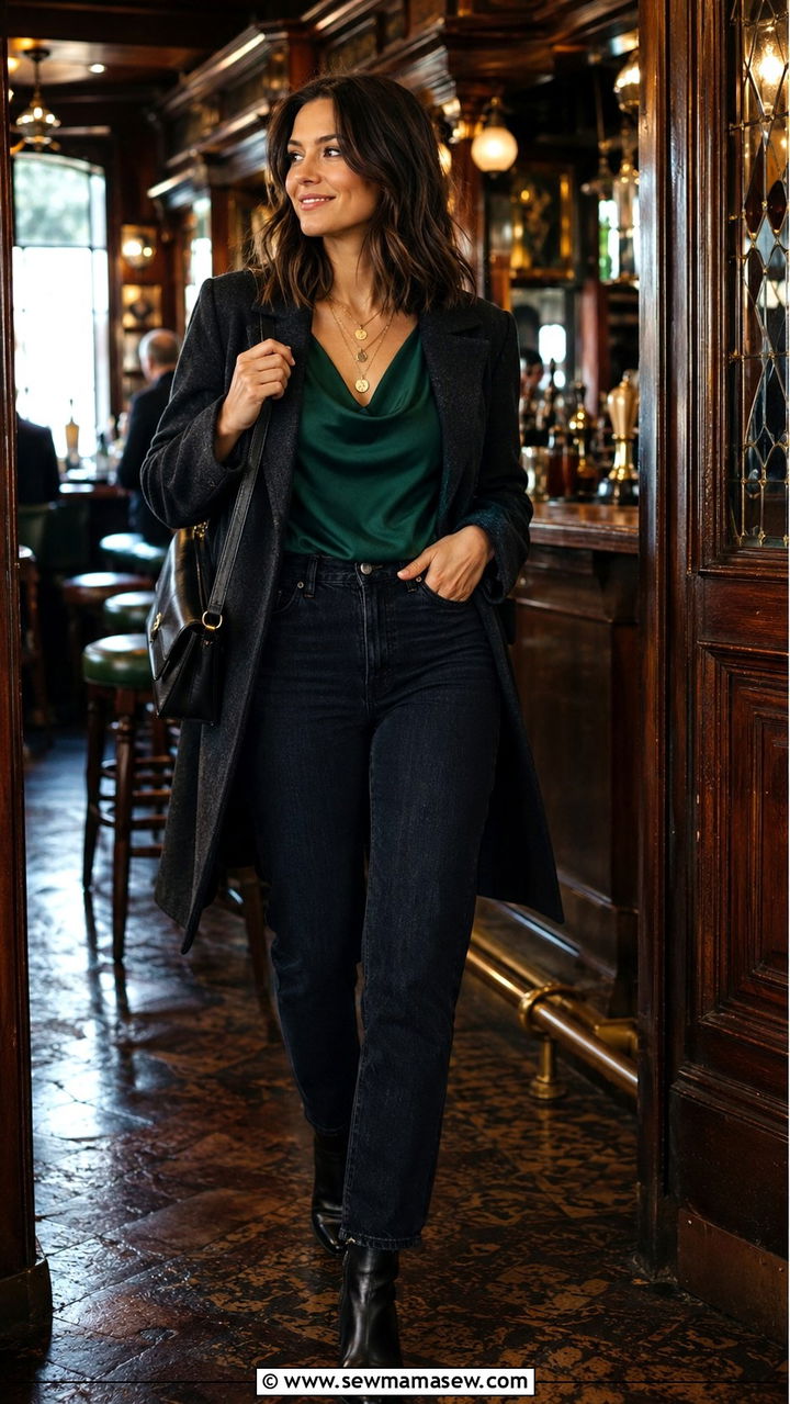 Belfast pub outfit with dark jeans - 20 Belfast outfit ideas