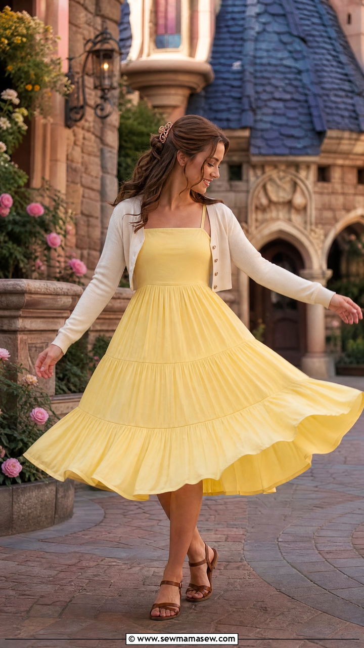 Belle Disney bounding outfit with yellow sundress - 40 What to wear in Disney World