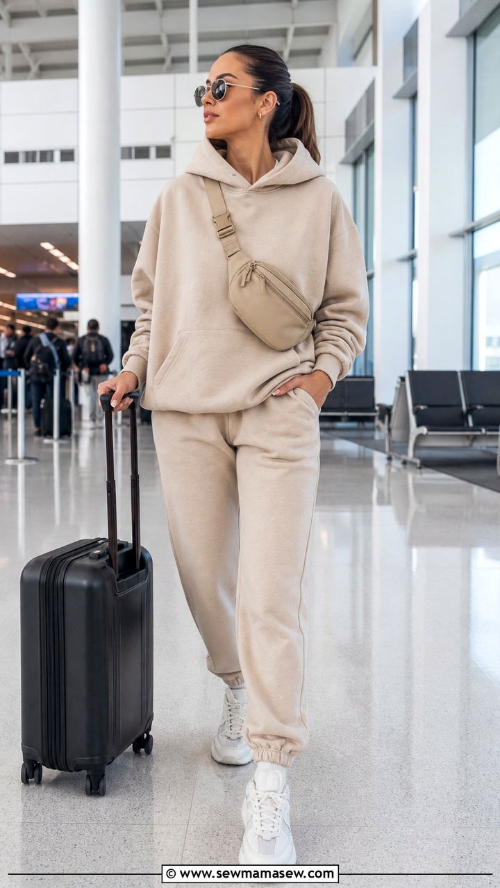 Belt bag with a matching sweatsuit and sneakers - 35 Belt bag outfit ideas