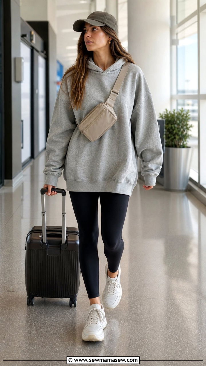Belt bag with an oversized hoodie and leggings - 35 Belt bag outfit ideas