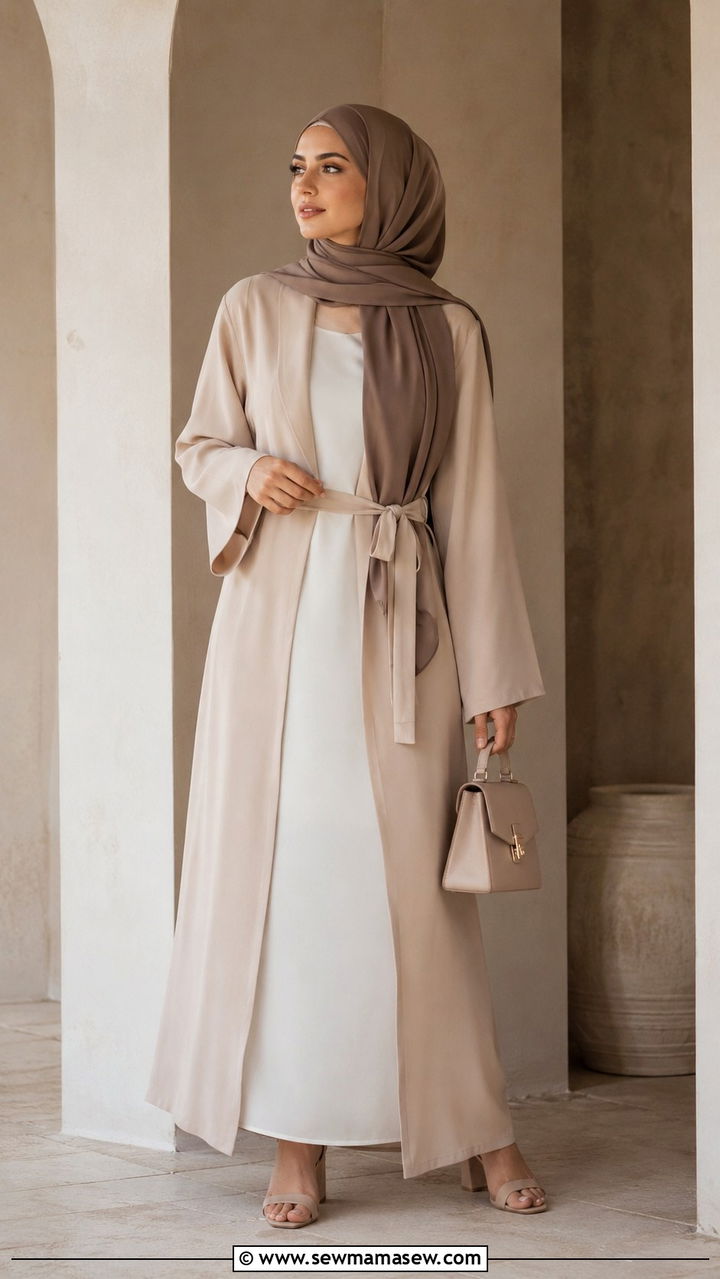 Belted Abaya With Block Heels - 30 Modest outfit ideas with abaya