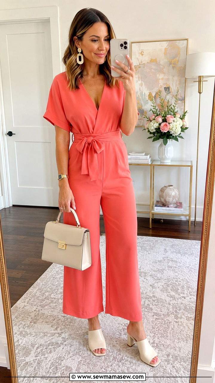 Belted Jumpsuit With Mules - 30 How to style a jumpsuit in spring