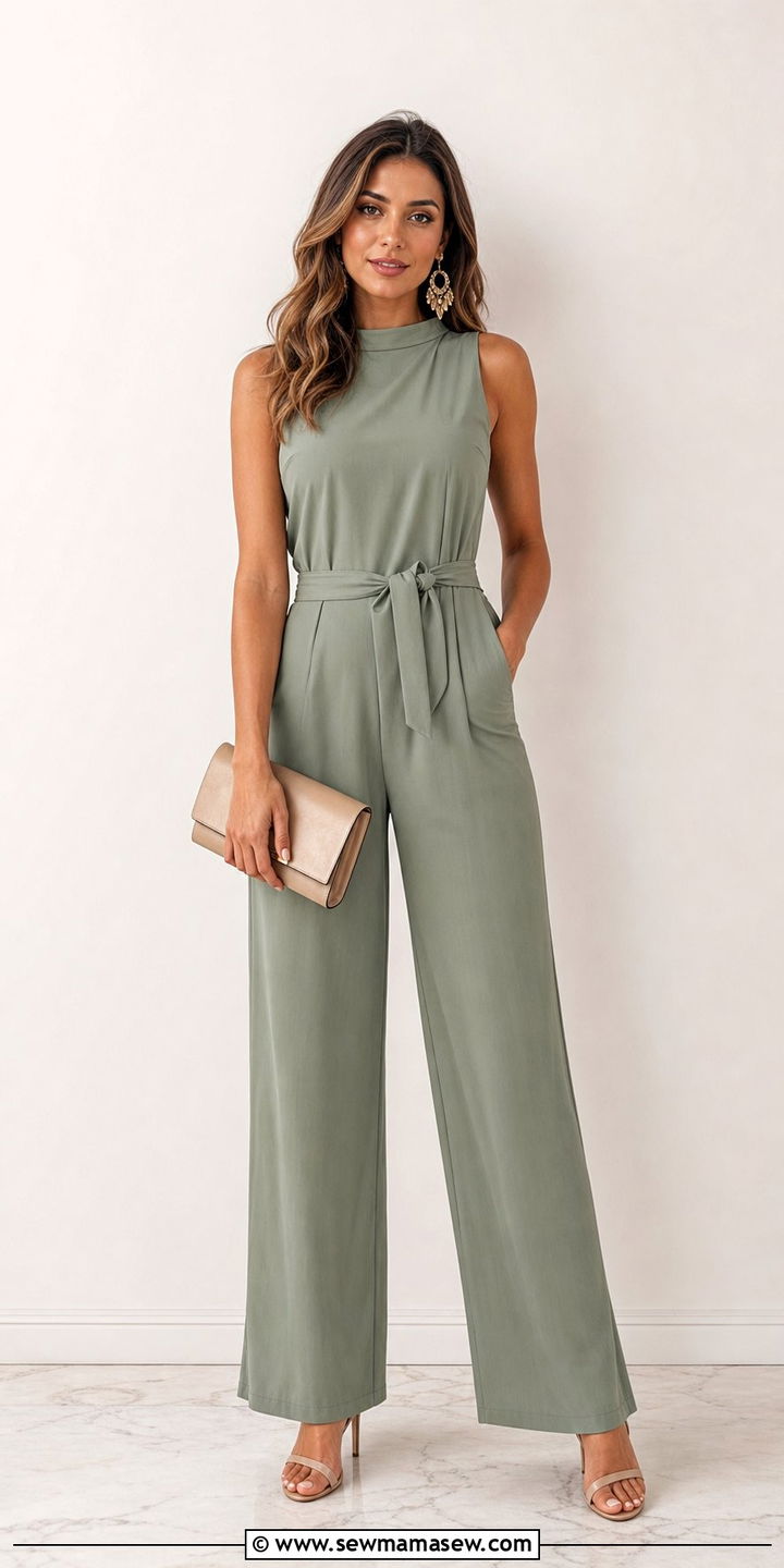 Belted Jumpsuit with Heeled Sandals - 25 Summer outfits for rectangle body