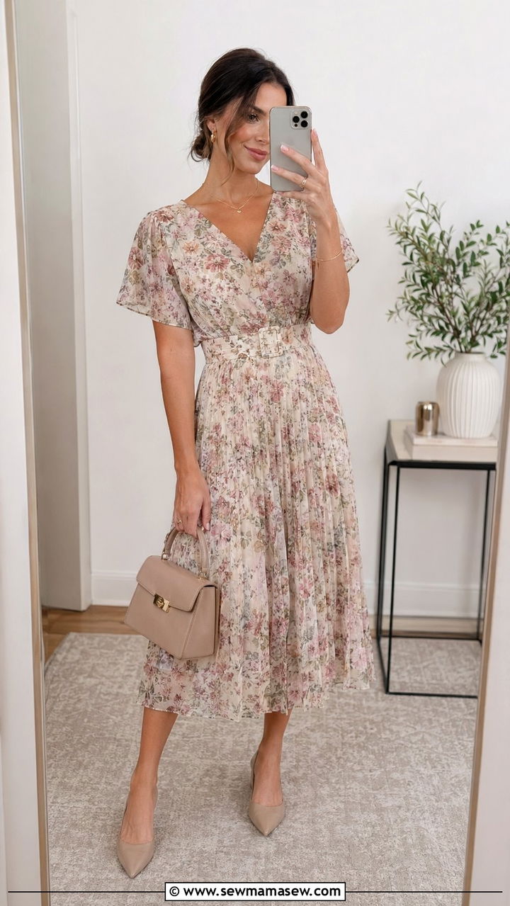 Belted Midi Dress For Wedding Guest - 35 Affordable wedding guest outfits
