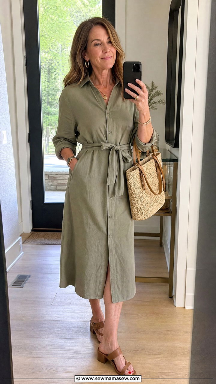 Belted Shirt Dress For Graduation - 35 Graduation outfits for women over 40
