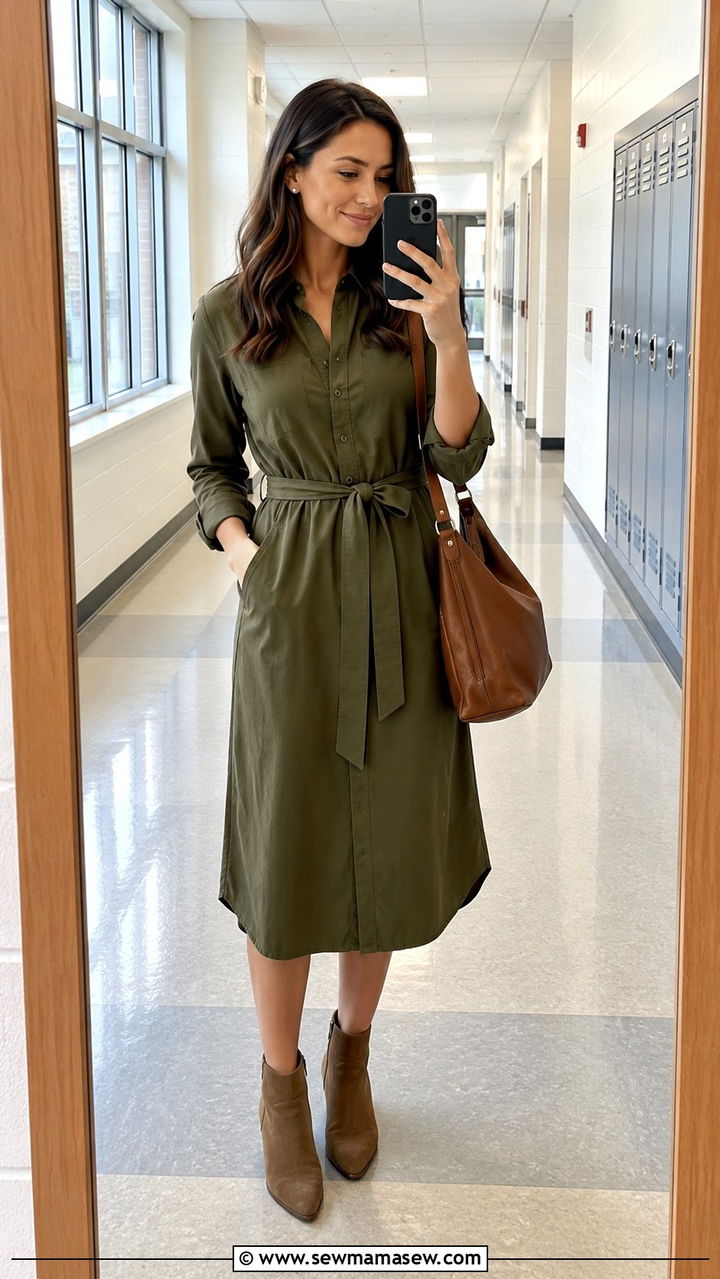 Belted Shirt Dress With Ankle Boots - 20 Principal outfit ideas