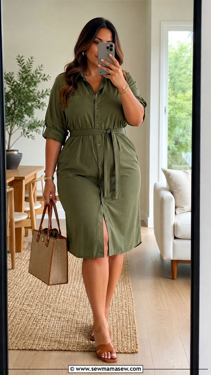 Belted Shirt Dress for Size 14 Hourglass - 25 Outfit ideas for size 14 hourglass