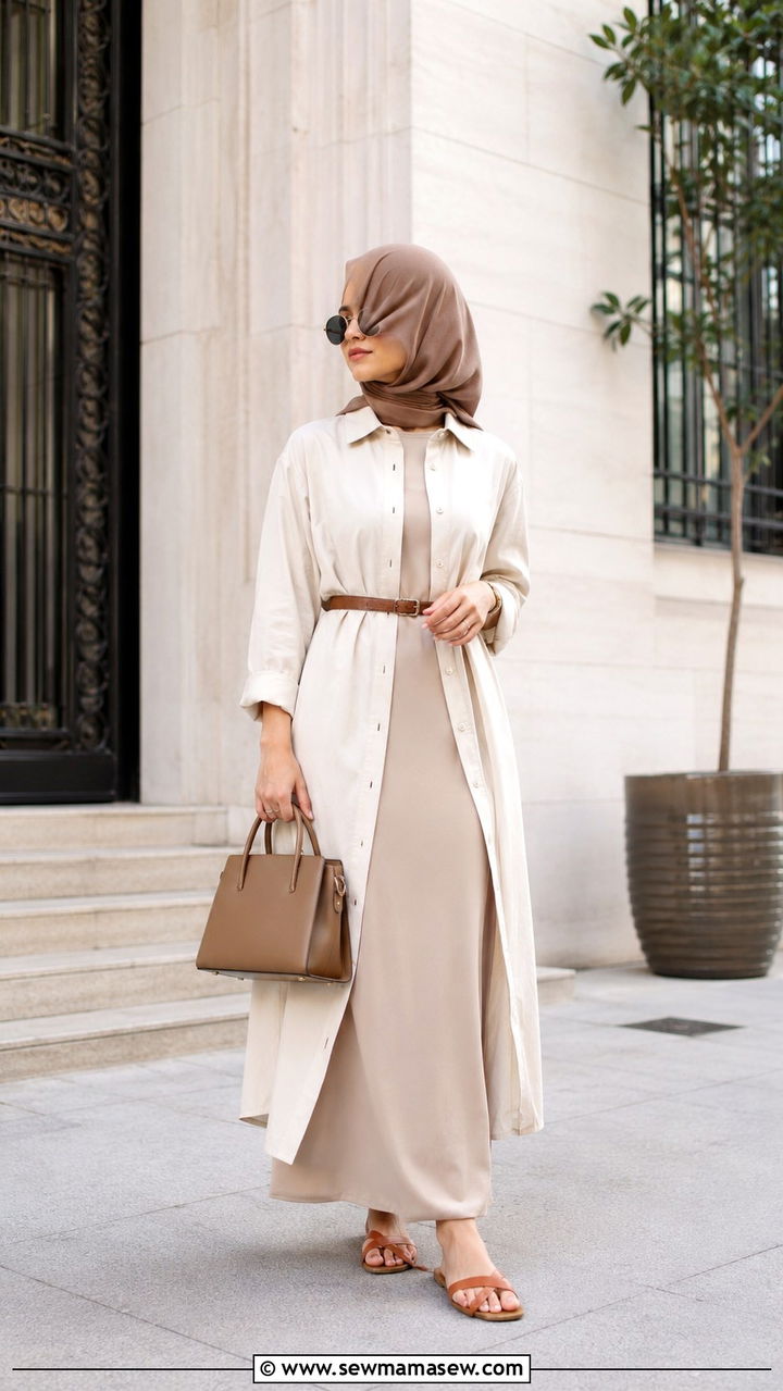 Belted Shirt Over Long Skirt - 30 Modest outfit ideas with long skirt