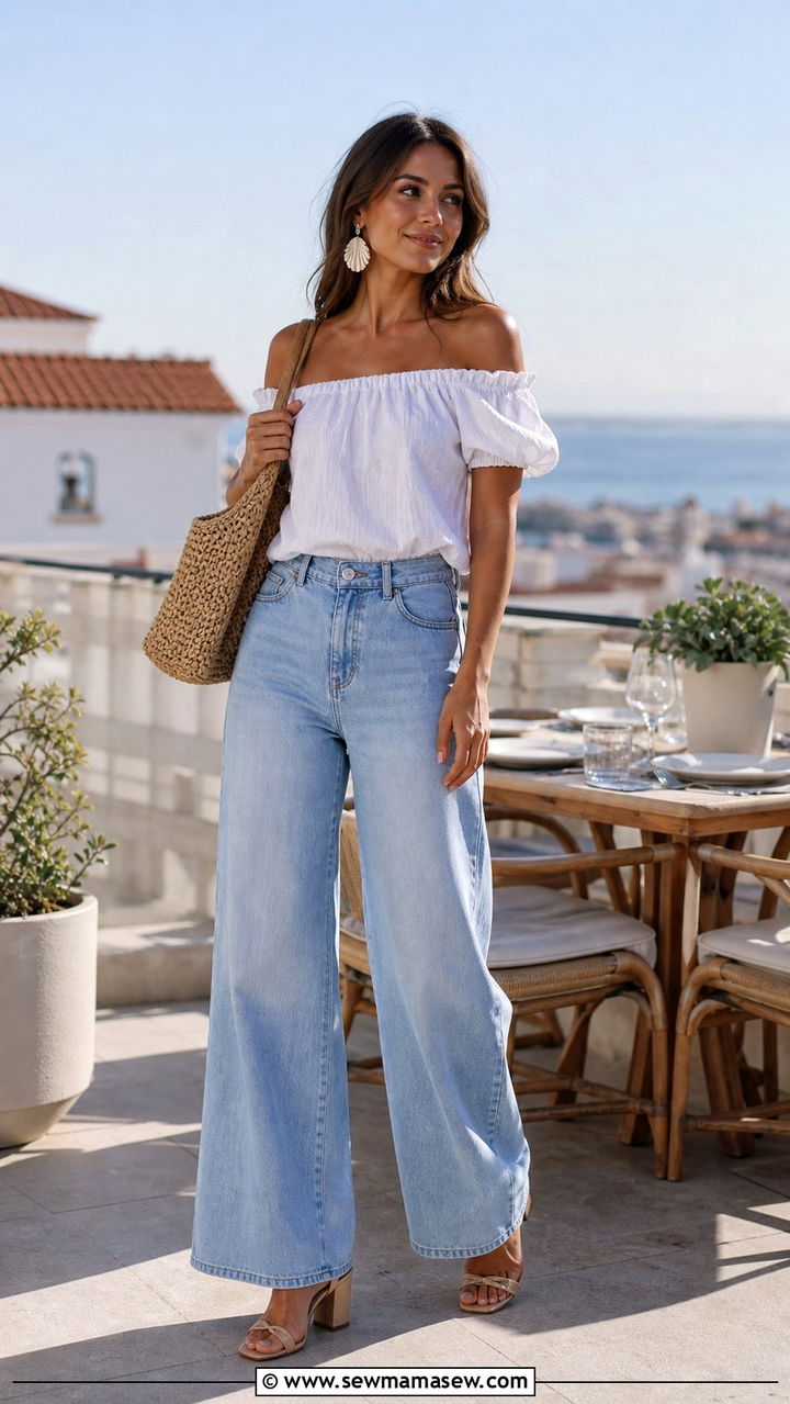 Belted Shirtdress And Mules - 40 Spring rooftop outfits