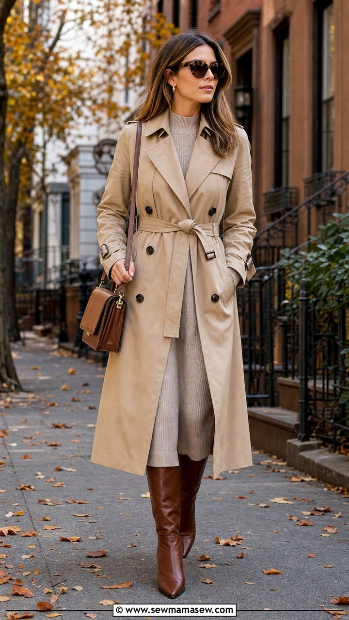 Belted Trench Coat Midi Dress Rectangle Body - 25 classy outfits for rectangle body shape