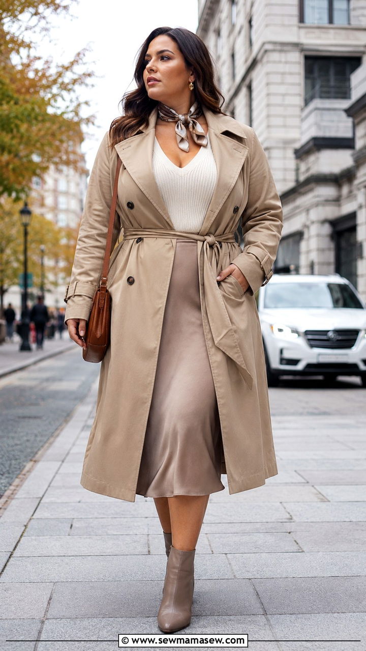 Belted Trench Coat Outfit Plus Size Big Bust - 25 Outfit ideas for big bust plus size