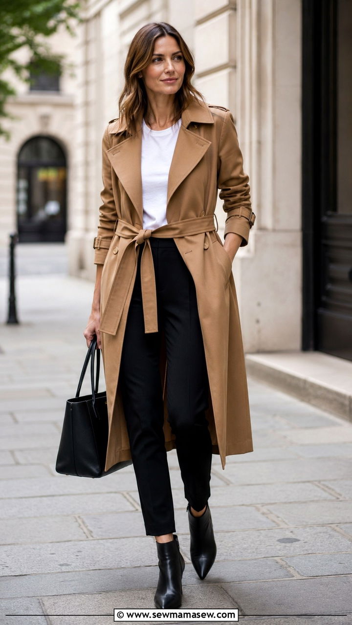 Belted Trench Coat Outfit for Photoshoot - 25 Photoshoot outfits for midsize women