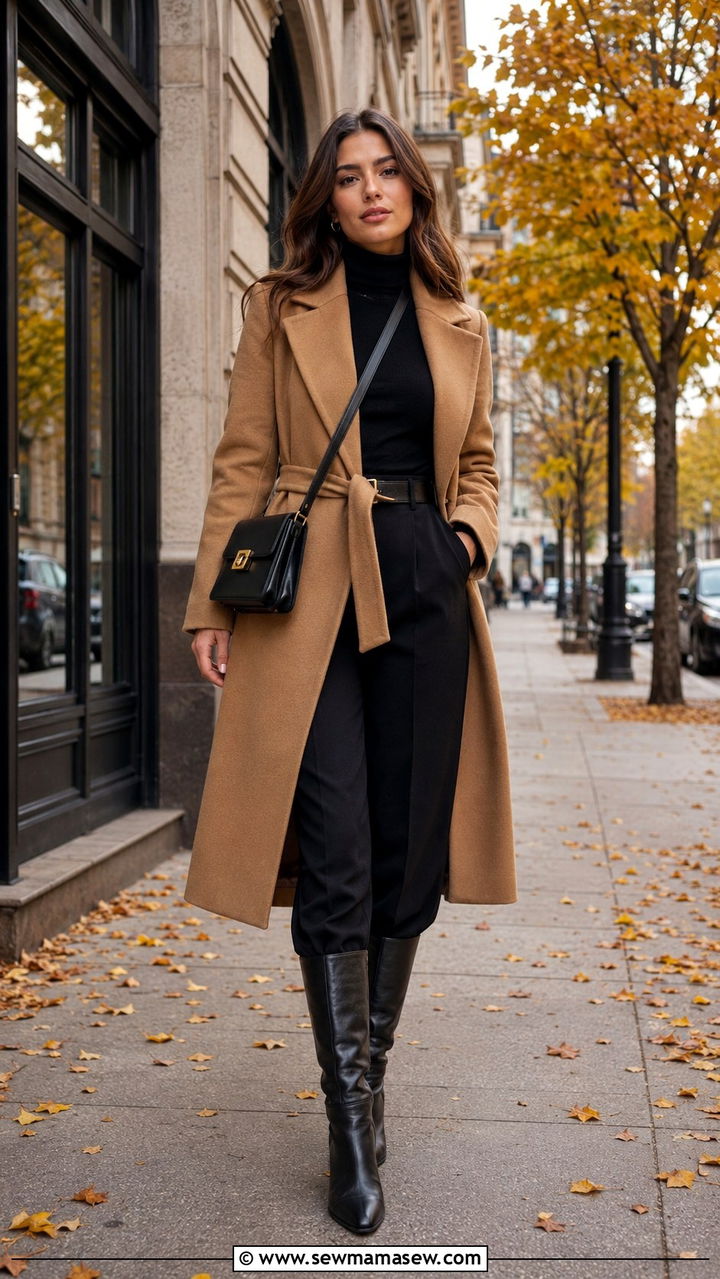 Belted Wool Coat with Knee High Boots Outfit - 25 Outfit ideas for hourglass figure 2026