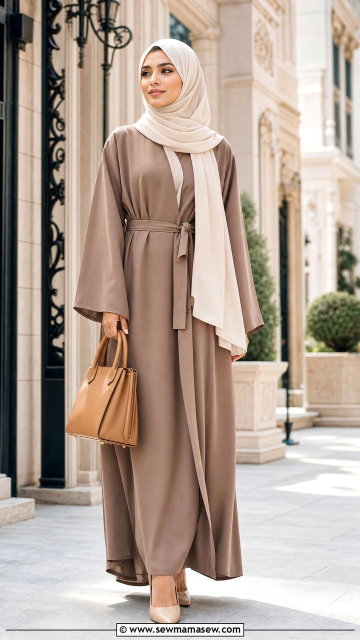 Belted abaya with structured accessories - 25 Eid outfit ideas with abaya