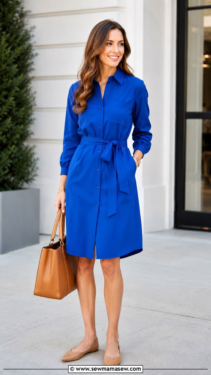 Belted dress with structured tote spring outfit - 30 Spring outfits with dresses