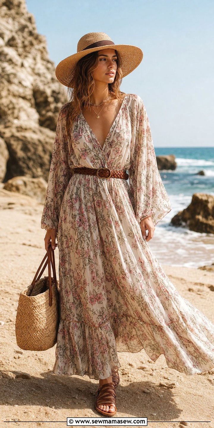 Belted maxi dress outfit for straight body - 25 Cute outfits for rectangle body
