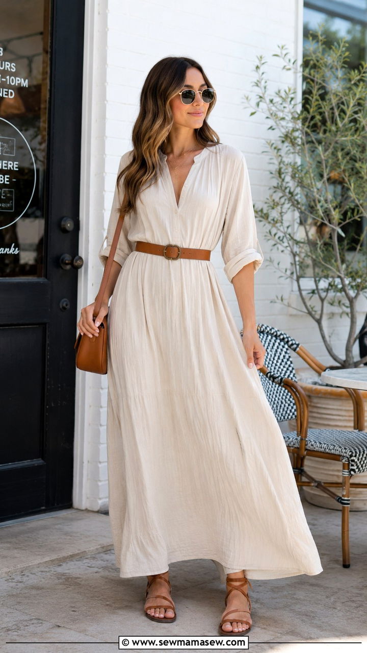 Belted maxi dress with sandals outfit - 30 How to style a maxi dress in summer