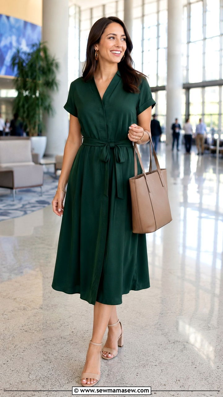 Belted midi dress with block heels - 25 Presentation outfit ideas
