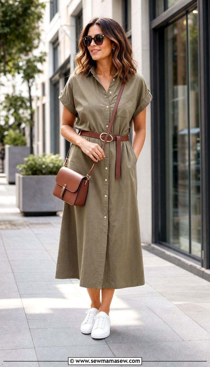 Belted shirt dress outfit for rectangle body - 25 Cute outfits for rectangle body